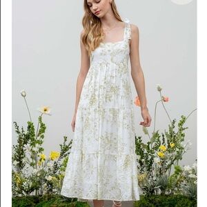 By the River Ivy Fruit Blossom Tiered Dress Peasant CottageCore Whimsical